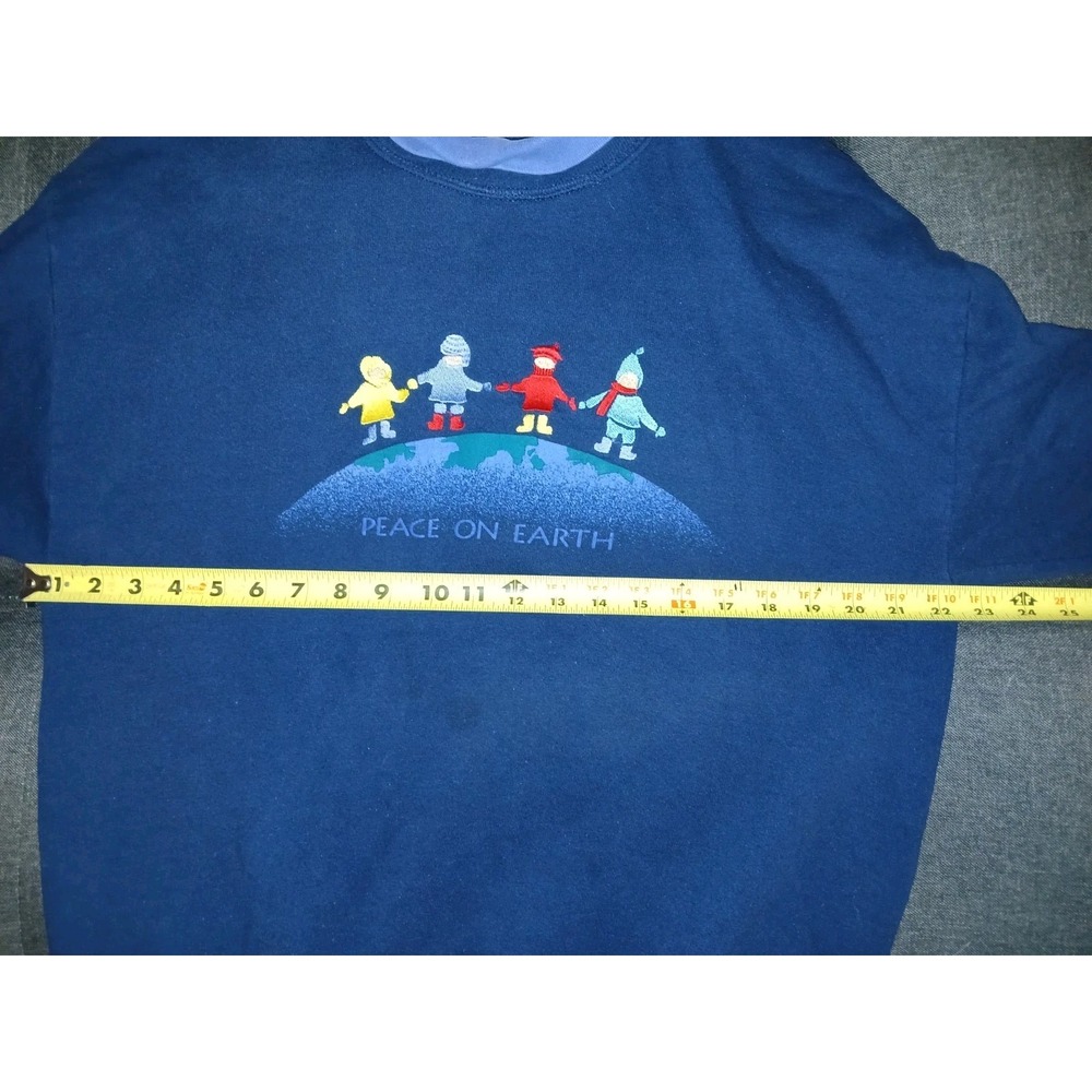 Vintage Brindon Design Christmas Sweatshirt Large Peace On Earth Made USA 90s - Picture 6 of 6
